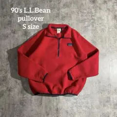 90's 美品L.L.Bean古着フリースプルオーバースナップT 赤Sサイズ相当