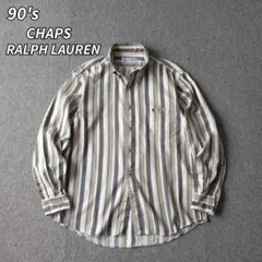 90s ラルフローレン チャップス シャツ 長袖 ストライプ ビンテージ L