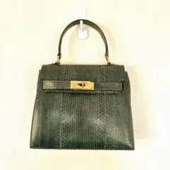 グリーン ヘビ　レザーハンドバッグ　NIIMIRA 昭和レトロ
