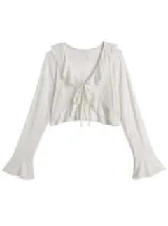 フリルリボンレースボレロ[at2519] ホワイト 白 カーディガン