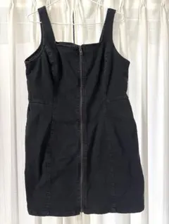 GUデニムベスト　デニムミニジャンパードレス 黒