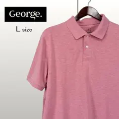 【美品】GEORGE ジョージ 半袖ポロシャツ 無地 杢ピンク L 0250のサムネイル