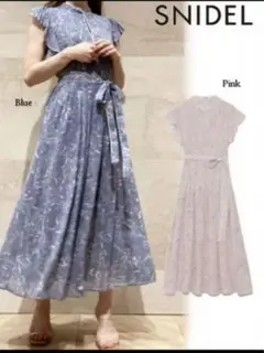 snhdel マーブルフラワー柄ワンピース