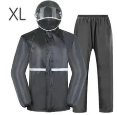 〝上下セット〟レインコート かっぱ XL メンズ ブラック 雨具 通勤 通学 黒のサムネイル