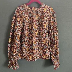 Wcloset  花柄　ハイネックブラウス　トップス　レトロ