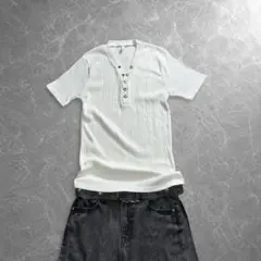 y2k ivory rib vneck henley tee cboyのサムネイル