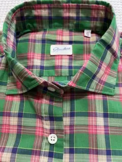 新品グランシャツ グリーン系マドラスチェック SLOWEAR正規品　サイズ４１