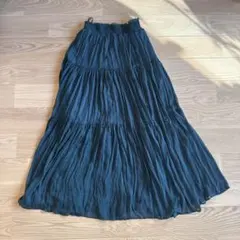 ダークグリーン フレアティアードスカート