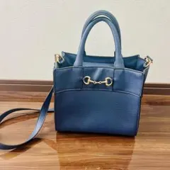 RODESKO ショルダー付き ネイビー トートバッグ 合成皮革 ゴールド金具