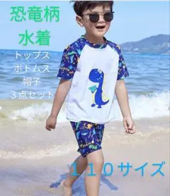 恐竜柄　水着　３点セット（１１０サイズ）