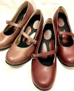 リゲッタ　ヒール　パンプス　ブラウン　ストラップ　LL 幅広　25 25.5