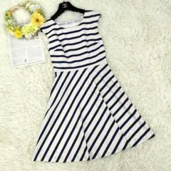 美品 ストロベリーフィールズ ハイウエスト切り替え S ノースリーブワンピース