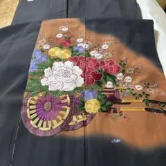 大正ロマン 友禅 アンティーク絽黒留袖 提灯 虫籠 菊 桔梗 萩 草花文様