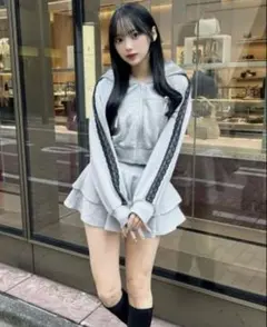 GRL リボンパーカー×ミニスカートスウェットセットアップ pm817