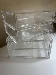 重なるアクリルケース２段引出　2つセット