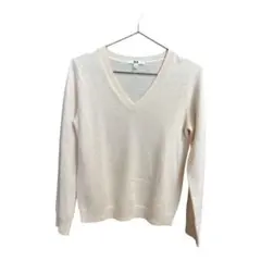 ユニクロ UNIQLO カシミヤ 100% Vネック セーター ホワイトSサイズ