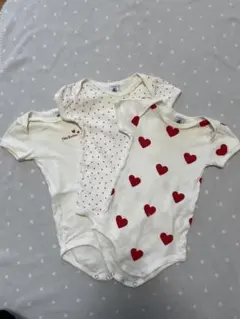 プチバトー　ロンパースセット　半袖　ハート　74cm/12m
