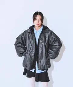JEANASIS ヴィンテージパファーレザーブルゾン【中綿入りで冬の防寒も◎】