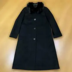 カシミヤ100% フォックスファー ロングコート ブラック M