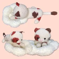 卯*様 もふもふクッション付　にゃんこさん　あみぐるみ