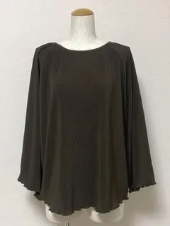 talbyyumi プリーツ ブラウス LL 茶色 ゆったり ブラウン トップス