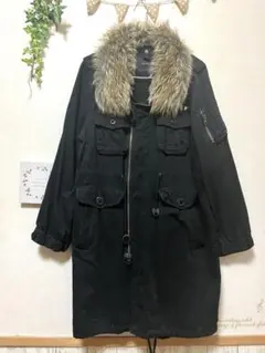 ワールドワイドラブ ブラック ファーモッズコート スタッズ 星