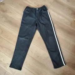 黒 サイドストライプ ロングパンツ　裏起毛　150
