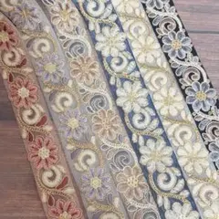 421.インド刺繍リボン 50cm×6本セット