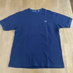 FRED PERRY ネイビー Tシャツ 襟なし　ポロシャツ生地　S