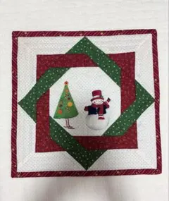 ハンドメイド パッチワーク　雪だるま　タペストリー　クリスマスツリー