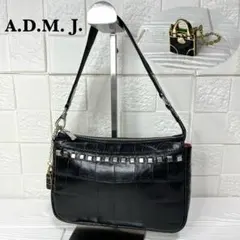 ✨上美品✨☘️A.D.M.J.☘️✨ワンショルダーバッグ✨チャーム付き✨クロコ型押し