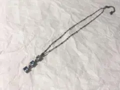 青色ガラスビーズの3連ネックレス