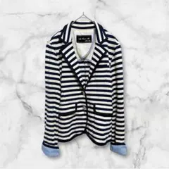 299 アズノゥアズ　ボーダー　長袖　ジャケット　ホワイト/ネイビー