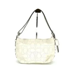 Coach Signature Leather Hobo Bag White