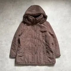 中綿ジャケット ハーフコート モカブラウン フード付き ラビットファー
