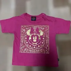 【美品】ベビードール×ディズニーコラボ　ピンク×ゴールド半袖Tシャツ90