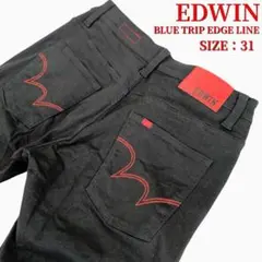 【極美品】EDWIN EG5032 ストレッチ ストレートブラックデニム 31
