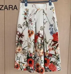 ZARA フラワープリント ロングフレアスカート