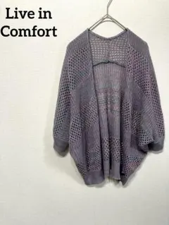 レース編み七分袖カーディガン 紫ピンク Sサイズ　羽織り　ボレロ