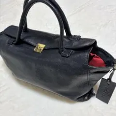 【POTIOR】レザー ハンドバッグ ブラック やぎ革 自立 ポティオール