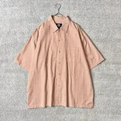 コンバース　4L 半袖シャツ　オレンジ系　チェック　ゆるだぼ　サッカー生地