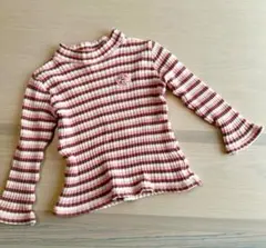 ⭐︎KPハイネックリブニット ピンク白ブラウンボーダー90cm⭐︎