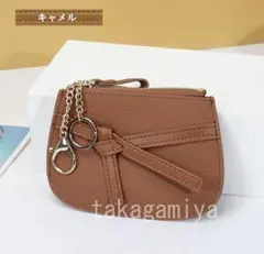 ブラウン ミニ財布　リボンデザイン