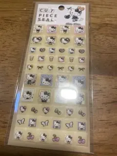 サンリオキャラクターズ　ハローキティ　カットピースシール　ブラックリボン