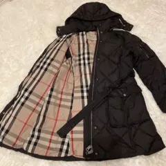 近年モデル バーバリー ブリット ダウンコート 黒 ノバチェック 美品