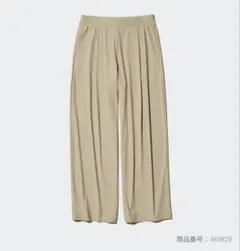 ユニクロ ウルトラストレッチ エアリズム ワイドパンツ丈短め ベージュ　L