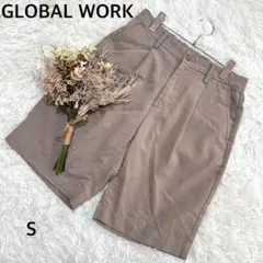 グローバルワークꕤハーフパンツ ひざ丈 ブラウン Sサイズ 膝丈パンツ 爽やか