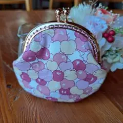 a-2 ハンドメイド　がま口ポーチ　モレロ　ピンク