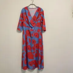 花柄 Vネック ロングワンピース