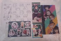 鬼滅の刃 シール しおり イラストカード 塗り絵 炭治郎 禰豆子 義勇 不死川